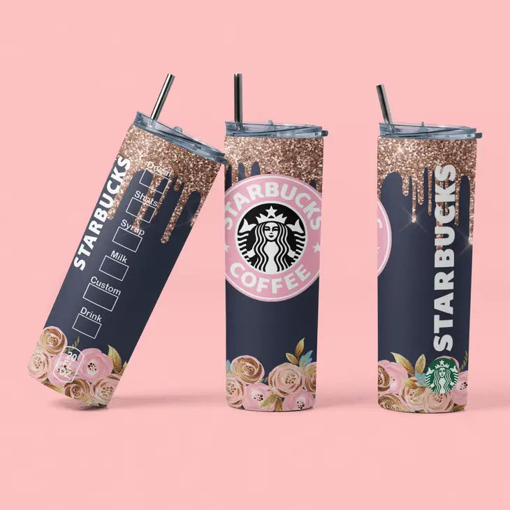 Pink & Blue Floral Starbucks Tumbler – The Blend Roaster